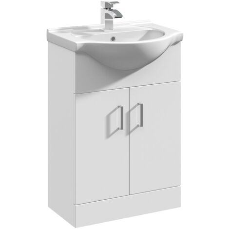 Nuie Mayford Floor Standing 2-Door Vanity Unit with Round Basin 550mm ...