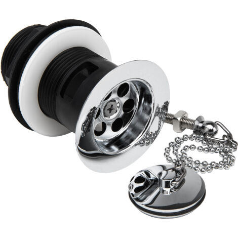 Nuie Contract Basin Waste with Brass Plug and Ball Chain Chrome - Slotted