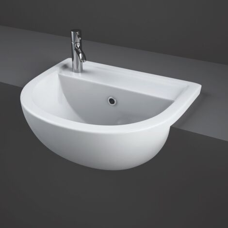 RAK Compact 450mm Left Hand Semi Recessed Basin with 1 Tap Hole - CO0702AWHA (1/2)