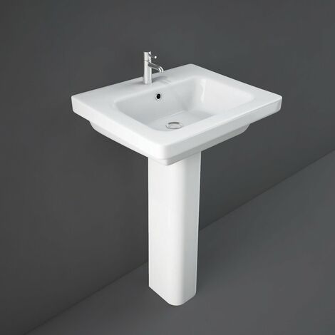 RAK Resort Wash Basin and Full Pedestal 550mm Wide - 1 Tap Hole (1/2)