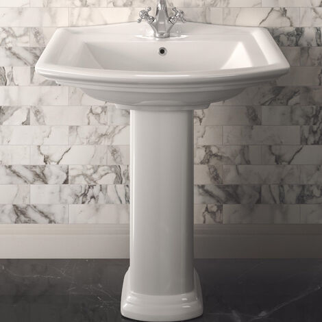 RAK Washington Basin and Full Pedestal 760mm Wide - 1 Tap Hole (1/4)