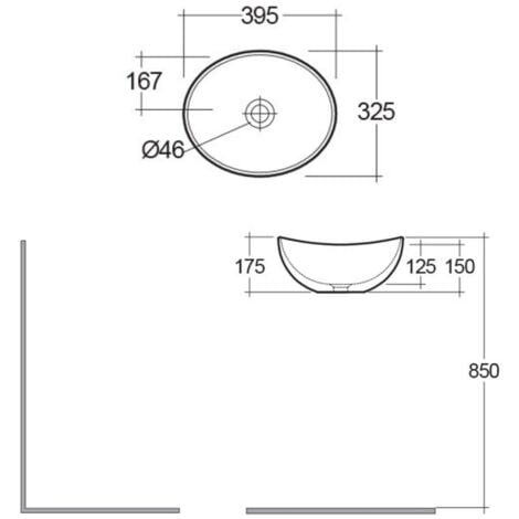 RAK Shell Sit-On Countertop Basin 395mm Wide - 0 Tap Hole