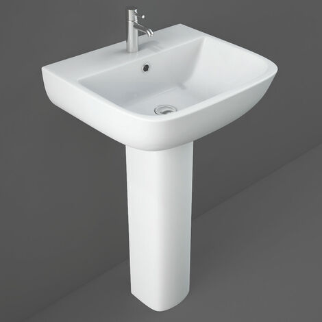 RAK Series 600 Basin and Full Pedestal 520mm Wide - 1 Tap Hole