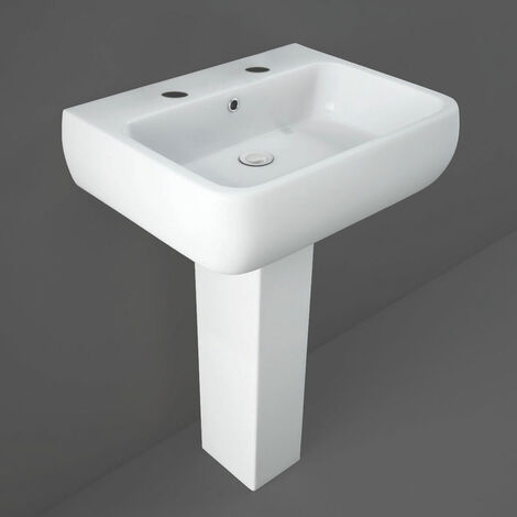 RAK Metropolitan Basin and Full Pedestal 520mm Wide - 2 Tap Hole (1/3)