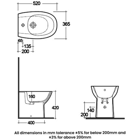 RAK Morning Back To Wall Comfort Height Bidet 520mm Projection - Alpine White