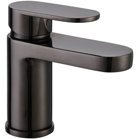 RAK Compact Eco Round Mono Basin Mixer Tap with Clicker Waste - Black