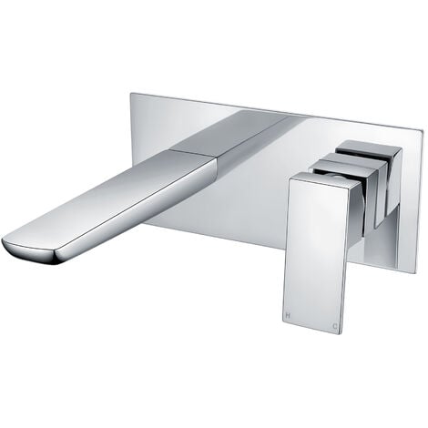 RAK Moon Wall Mounted Basin Mixer Tap with Back Plate - Chrome
