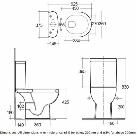 RAK Tonique Close Coupled Toilet Open Back Push Button Cistern - Soft ...