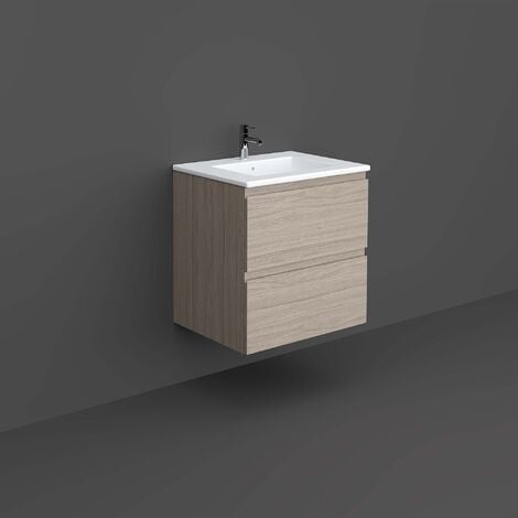 RAK Joy Wall Hung Vanity Unit with Basin 600mm Wide - Grey Elm (1/3)