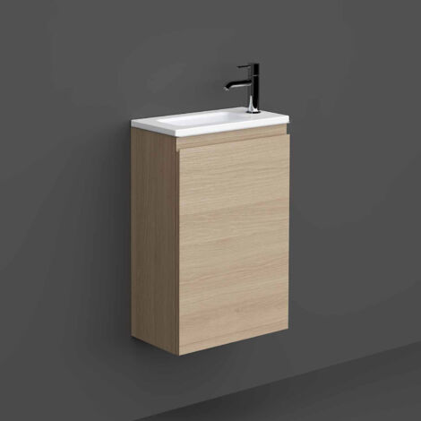 RAK Joy Wall Hung Vanity Unit with Basin 400mm Wide - Scandinavian Oak (1/3)