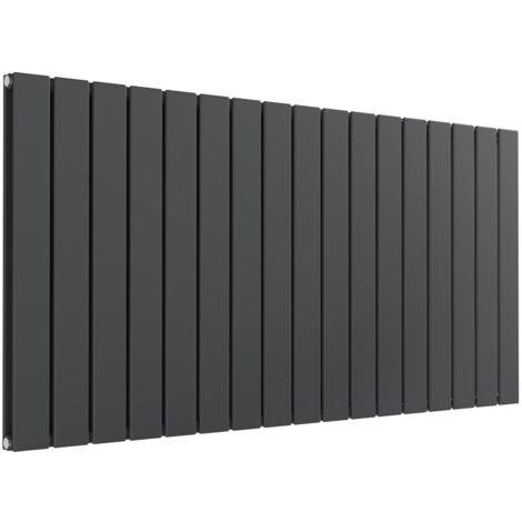 Reina Flat Double Designer Horizontal Radiator 600mm H x 1254mm W Anthracite (1/5)
