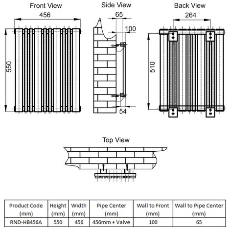Reina Bonera Designer Horizontal Radiator 550mm H x 456mm W Anthracite
