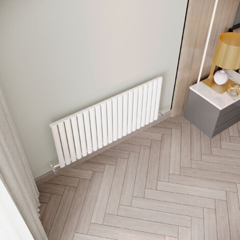 Reina Neva Single Designer Horizontal Radiator 550mm H x 826mm W White