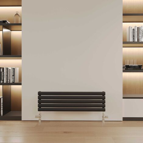Reina Nevah Single Designer Horizontal Radiator 295mm H x 1000mm W Anthracite