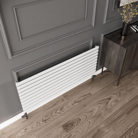 Reina Nevah Single Designer Horizontal Radiator 295mm H x 1000mm W White