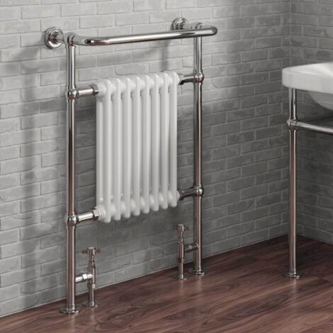 Reina Victoria Radiator Heated Towel Rail 960mm H x 675mm W White/Chrome (1/3)
