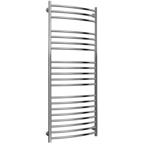 Reina Eos Curved Heated Towel Rail 1500mm H x 600mm W Polished Stainless Steel (1/5)