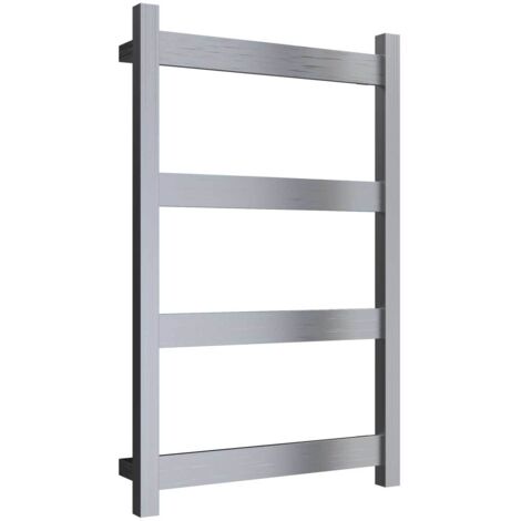Reina Mina Square Tube Heated Towel Rail 750mm H x 470mm W Brushed Stainless Steel (1/4)