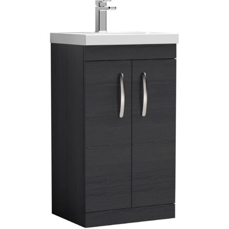 Nuie Athena Floor Standing 2-Door Vanity Unit with Basin-3 500mm Wide - Charcoal Black (1/5)