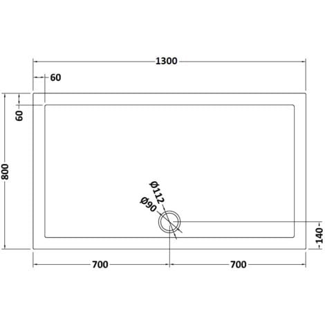 Nuie Pearlstone White Rectangular Shower Tray 1300mm x 800mm