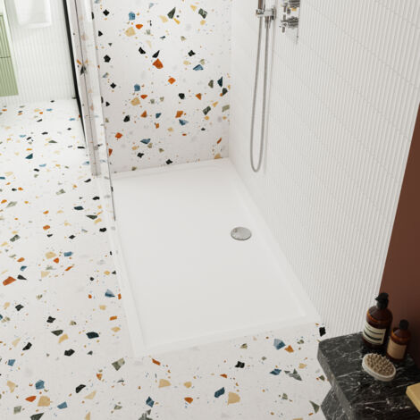 Nuie Pearlstone White Rectangular Shower Tray 1300mm x 800mm