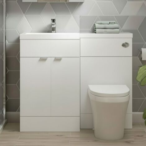 Hudson Reed Fusion LH Combination Unit with 500mm WC Unit - 1000mm Wide - Gloss White (1/5)