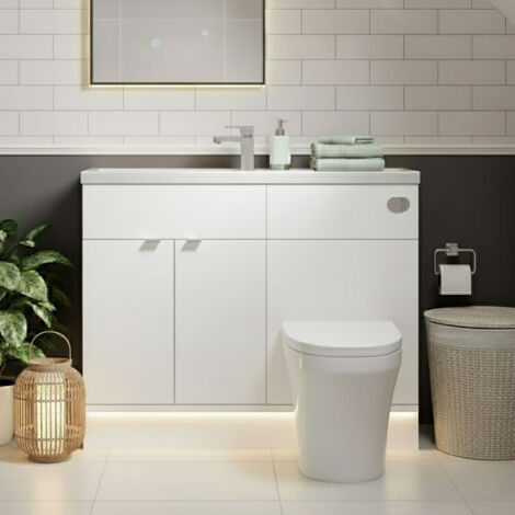 Hudson Reed Fusion Compact Combination Unit with 600mm WC Unit - 1200mm Wide - Gloss White (1/5)