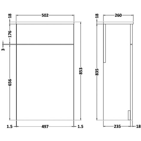 Nuie Athena Back to Wall WC Toilet Unit 500mm Wide - Gloss White