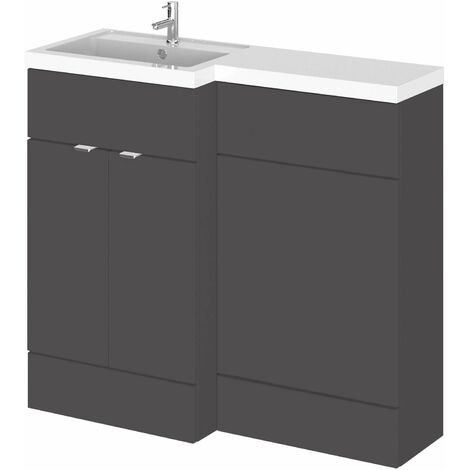 Hudson Reed Fusion LH Combination Unit with 500mm WC Unit - 1000mm Wide - Gloss Grey