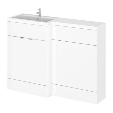Hudson Reed Fusion LH Combination Unit with 600mm WC Unit - 1200mm Wide - Gloss White (1/6)
