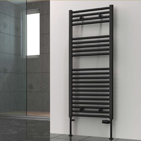 Reina Diva Flat Heated Towel Rail 1200mm H x 400mm W Matt Black