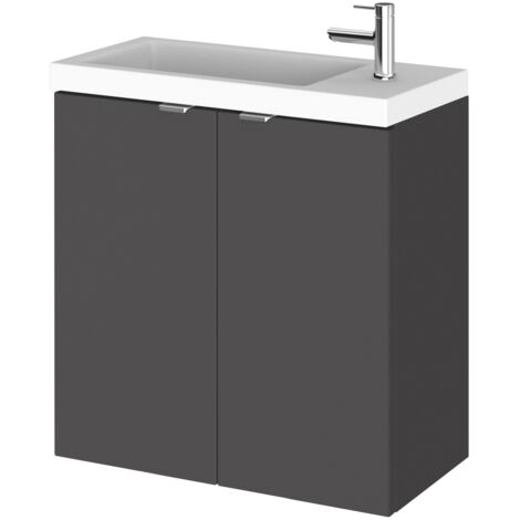 Hudson Reed Fusion Compact Gloss Grey 500mm Wall Hung 2 Door Combination Vanity Unit - CBI938 (1/7)