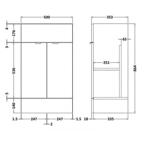 Hudson Reed Fusion Vanity Unit 500mm Wide - Gloss White