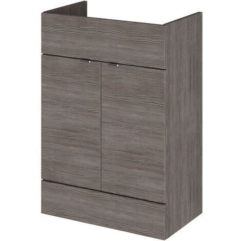 Hudson Reed Fusion Anthracite Woodgrain 600mm Floor Standing 2 Door Vanity Unit - OFF508
