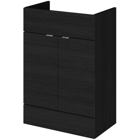 Hudson Reed Fusion Vanity Unit 600mm Wide - Charcoal Black Woodgrain (1/4)
