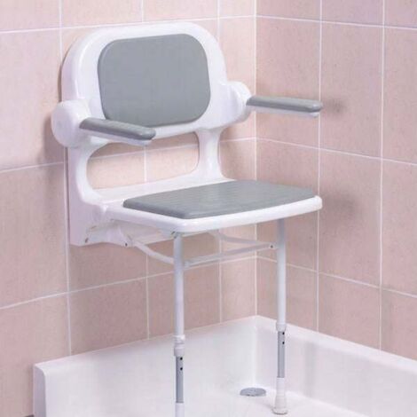 AKW 2000 Series Fold Up Shower Seat with Back & Arms Grey