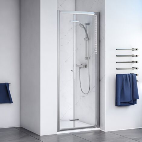 Aqualux Shine 6 Bi-Fold Shower Door 800mm Wide Silver Frame - Clear Glass