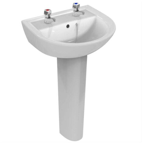 Armitage Shanks Sandringham 21 Basin with Full Pedestal 500mm Wide - 2 Tap Hole (1/4)