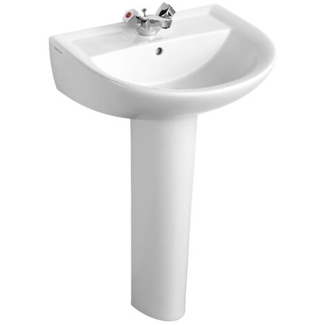 Armitage Shanks Sandringham 21 Basin with Full Pedestal 550mm Wide - 1 Tap Hole (1/4)