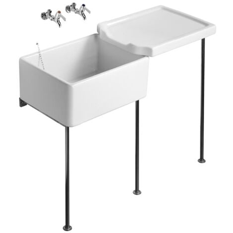 Armitage Shanks Belfast Heavy Duty Kitchen Sink 600mm L x 455mm W - White (1/2)