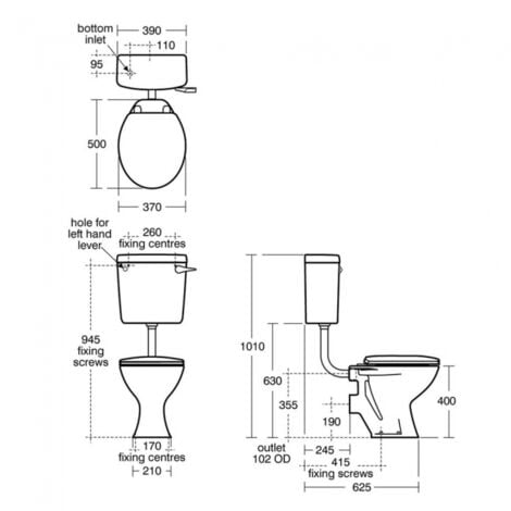 Armitage Shanks Sandringham 21 Low Level Toilet Bottom Inlet Cistern ...