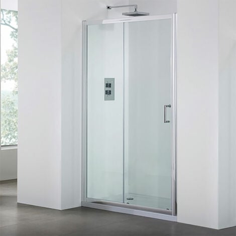 Duchy Spring Sliding Shower Door 1200mm Wide - 6mm Clear Glass