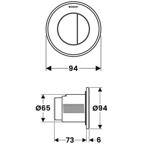 Geberit Type 01 Dual Flush Plate Button for 120mm and 150mm Concealed Cistern - Gloss Chrome