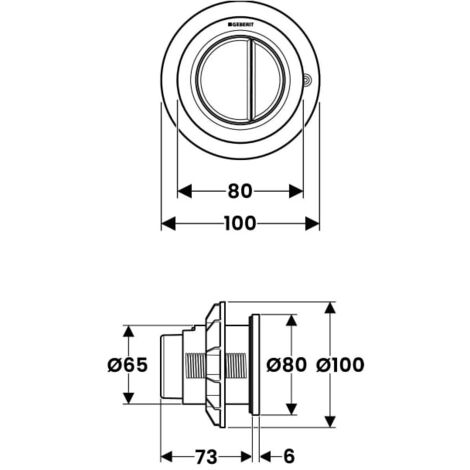 Geberit Type 01 Pneumatic Dual Flush Plate Button for Concealed Cistern - Gloss Chrome