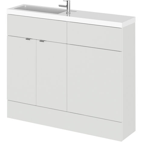 Hudson Reed Fusion Compact Combination Unit with Slimline Basin - 1000mm Wide - Gloss Grey Mist