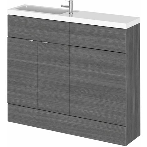 Hudson Reed Fusion Compact Combination Unit with Slimline Basin - 1000mm Wide - Brown Grey Avola