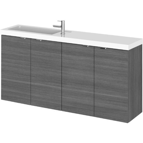 Hudson Reed Fusion Compact Anthracite Woodgrain 1000mm Wall Hung 4 Door Combination Vanity Unit - CBI543 (1/3)