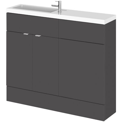 Hudson Reed Fusion Compact Combination Unit with Slimline Basin - 1000mm Wide - Gloss Grey