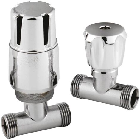 Nuie Chrome Thermostatic Straight Radiator Valves - HT325 (1/2)