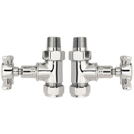 Old London Victorian Chrome Crosshead Straight Radiator Valves - HT379 (1/2)